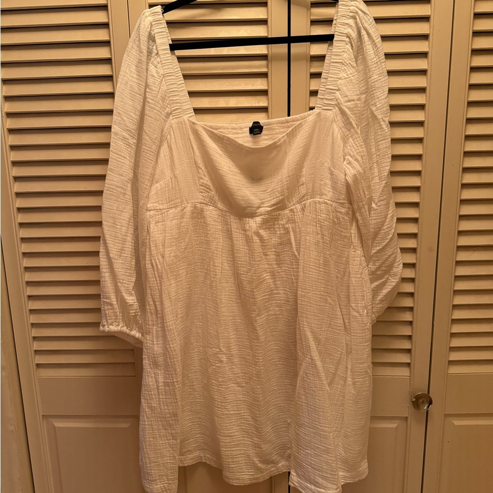 White Gauze long Sleeve Dress